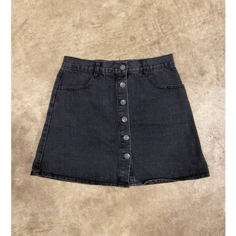 BRANDY MELVILLE JOHN GALT BLACK DENIM BUTTON SKIRT SIZE MEDIUM